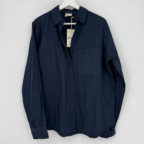 Pact Tops - Pact Women's Blue Organic Cotton Shirt Size M